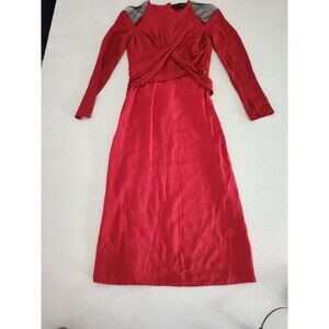 Versace Women's Bright Red Silk Long Sleeve Evening Dress US XS IT 40